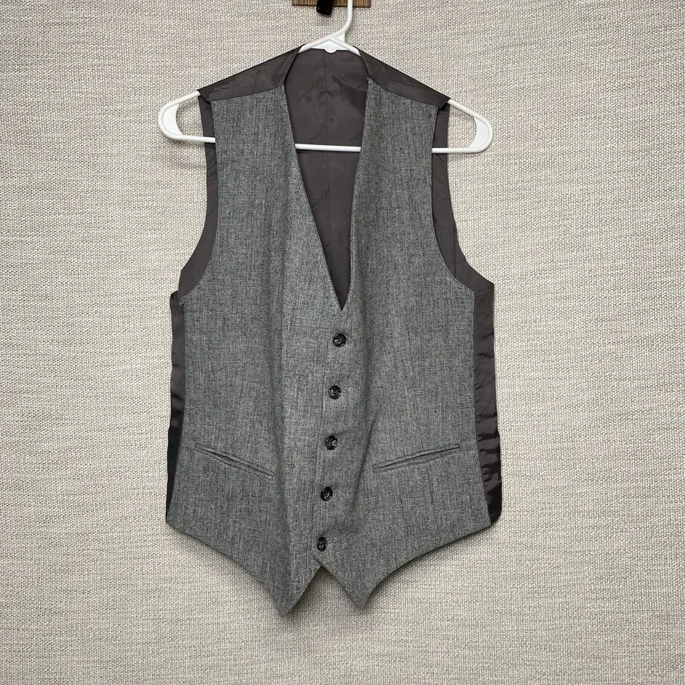 YSL Yves Saint Laurent Vest (M) Tweed Gray Waistcoat Quiet Luxury